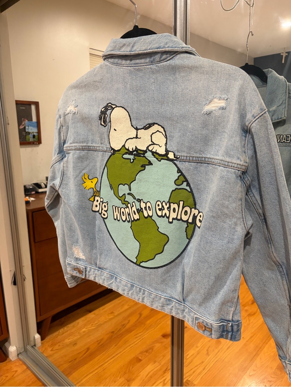 Zara Kids Peanuts Snoopy Denim Jacket Size 11-12 Girls
